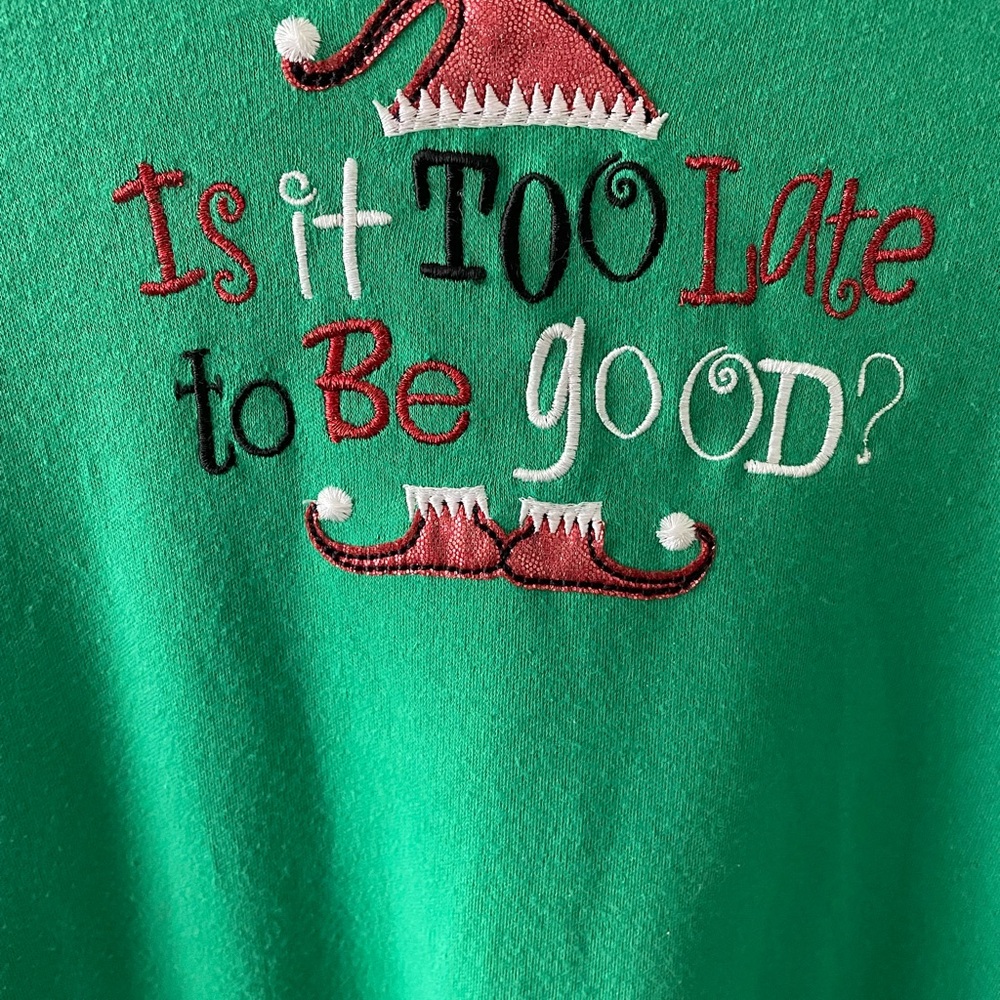 MC Sportswear "Is It Too Late To Be Good" X-Mas Long Sleeve T-Shirt Size Wm XL - Picture 7 of 7